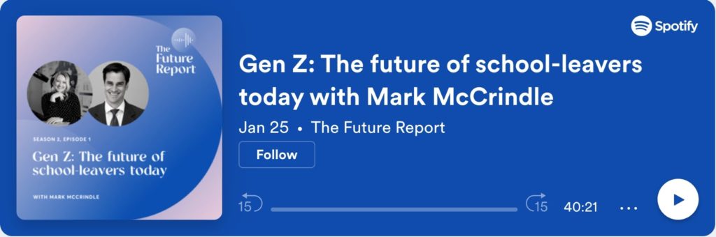 gen z: the future of school leavers today with mark mccrindle episode from the future report podcast on spotify